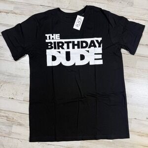 NWTThe Children's Place Black The Birthday Dude Graphic T Shirt Kids Large 10/12